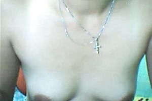 Filthy non-professional skanky cockroach on cam shows her small vagina