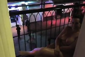 Sex on vacation! Amateur big boobs exposed in public on Bourbon St.