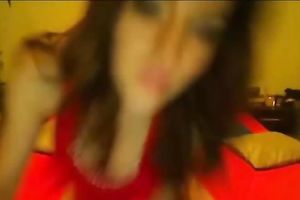 Awesome brunette livecam model was bragging of her flawless large boobies