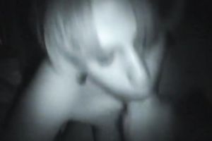 Dirty white floozy in the dark engulfing truly large pecker on livecam