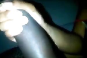 My pleasing swarthy girlfriend helping me release spunk flow deposit