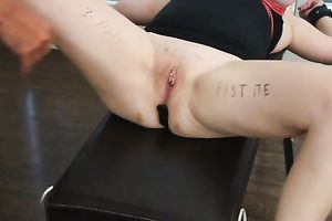 Amazing compliant livecam slutty wife with big rack was teased with massive dildos