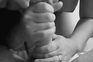 Brunette with quite nice natural large pointer sisters jerks and sucks my dick