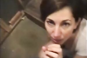 Wondrous dark brown mother I'd like to fuck in white T-shirt gives a super carnal BJ