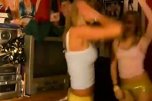 Sweet legal age teenager golden-haired sweethearts stripteasing wicked on the web camera