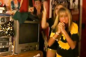 Sweet legal age teenager golden-haired sweethearts stripteasing wicked on the web camera