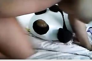 Horny and breasty hottie receives her bawdy cleft reamed with big dark sextoy