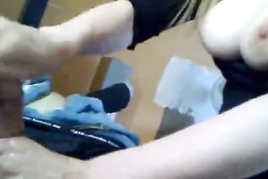 Cute light haired coed chick sucks my chubby penis and swallows