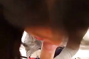 She takes a mouthful of cum as that babe sucks it unfathomable face hole