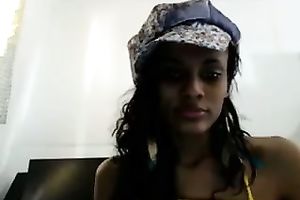 Leggy black skinned brunette hair GF of mine can't live without going solo on livecam