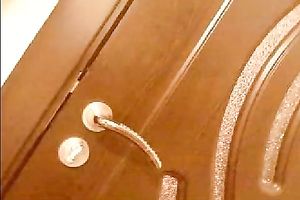 Cute brunette hair girlfriend brags off her wobblers and booty after shower