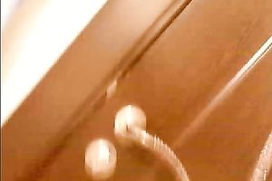 Cute brunette hair girlfriend brags off her wobblers and booty after shower