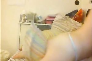 Kinky playful auburn hottie with pale scoops tickled her own bawdy cleft