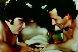 Retro brunette hair hawt bitch receives her curly vagina grabbed