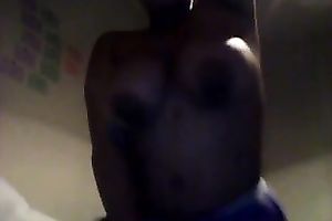 Thick dark hottie showing large boobs and wazoo in dilettante episode