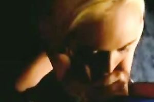 Cute blonde stripper chick sucks my white penis and swallows cum