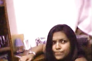 Webcam movie scene with perky-boobed Indian babe flashing her butt