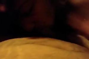 Ebony skinny girlfriend gives head and rides large dong in a cowgirl position