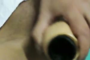 Got her freshly hairless moist pussy permeated with lengthy sex tool