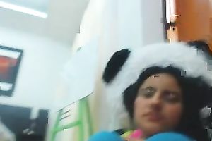 Four breathtaking dark brown gals disrobe and play with their constricted breasts