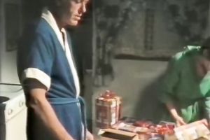 Brunette lean sweetheart with merry pleasing boobies feeding on a prick