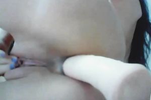 Kinky and beautiful non-professional Asian sweetheart tried to set in large toy in her dark hole