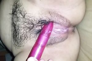 I love to fuck my hairy soaking and meaty pussy with my pink fake penis
