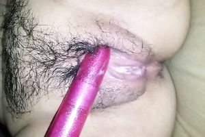 I love to fuck my hairy soaking and meaty pussy with my pink fake penis