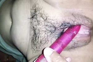 I love to fuck my hairy soaking and meaty pussy with my pink fake penis