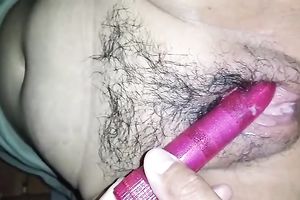 I love to fuck my hairy soaking and meaty pussy with my pink fake penis