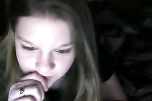 Cute web camera honey Abbey masturbates and sucks sex tool