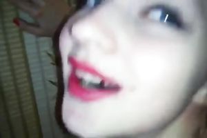 Zealous svelte pallid beauty in blue stuff wanted to engulf my friend's jock