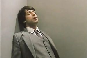 Intense oral pleasure from hot and thirsty blondie in elevator