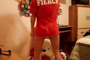 My shiny dark haired teeny gf shakes her gazoo topless