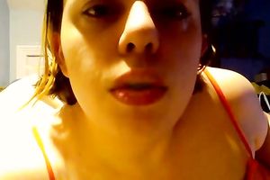 Amateur all alone naturally slutty cam whore was smokin' during the time that posing