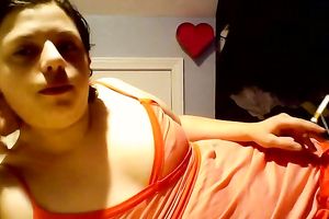 Amateur all alone naturally slutty cam whore was smokin' during the time that posing