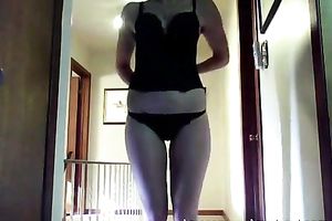 Trying her fresh hot and taut underware on camera
