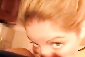 Light haired cute and lovely housewife of my buddy gives him admirable head