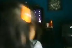 Dark skinned blowlerina with nice-looking face sucked my buddy's lengthy BBC