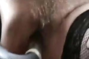 My bulky older slut slutty wife with a plastic bag on her head