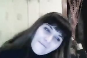 Just a brunette hair girlfriend shows her pussy on web camera