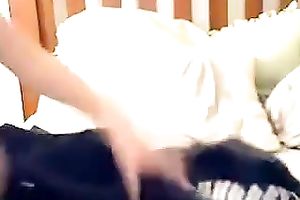 Sexy rather too pale blonde haired nympho tenderly tickles her own vagina