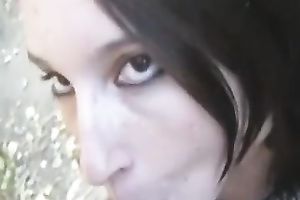 Dark haired cum hungry whore was blowing my ally outdoors dry