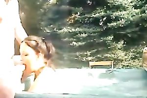 Awesome large breasted hawt dark brown girlie sucked bulky jock outdoors