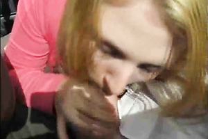 Cute blond girlfriend gives me some head right in the car