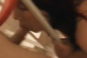 Juggy skank with dyed hair sucks my shlong after vehement sex