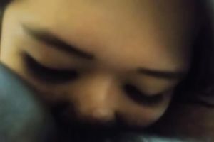 Pretty hot dark brown nympho with natural scoops was blowing beefy cock