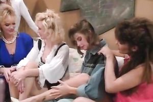 Sensational large crunchy bunch of white gals on the sofa