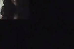 Glamorous brunette hair slutty wife shows off her large ass in hot dark belts