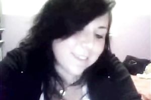 She can barely pull out her large meatballs to show me on the cam